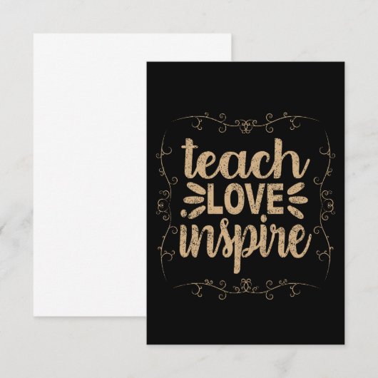 2- Teach Love Inspire Shirt, Retro  leraar RSVP Kaartje (Voorkant / Achterkant)