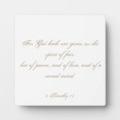 2 Timoteüs 1:7 Bijbel Bijbel Verse Script Fotoplaat (Voorkant)