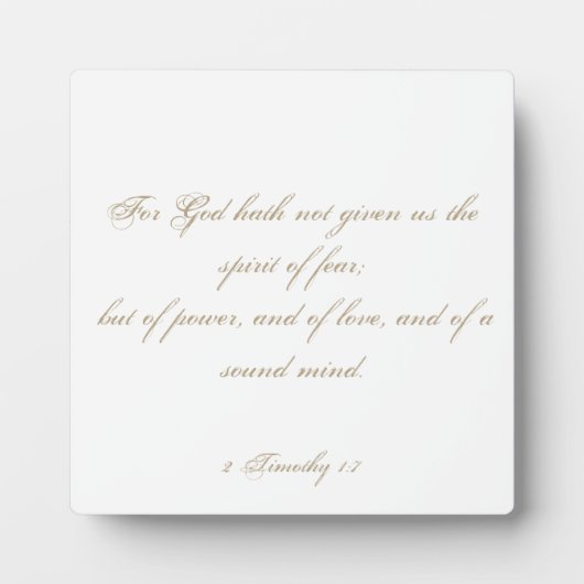 2 Timoteüs 1:7 Bijbel Bijbel Verse Script Fotoplaat (Voorkant)