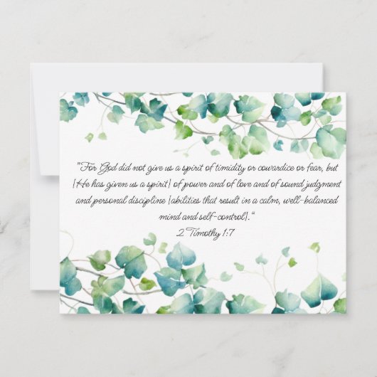 2 Timoteüs 1:7 Engels Birmees Ivy White Note Kaart Notitiekaartje (Voorkant)