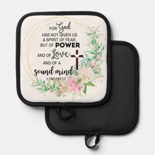 2 Timoteüs 1:7 God heeft geen geest van angst gege Pannenlap (Voorkant / Achterkant)