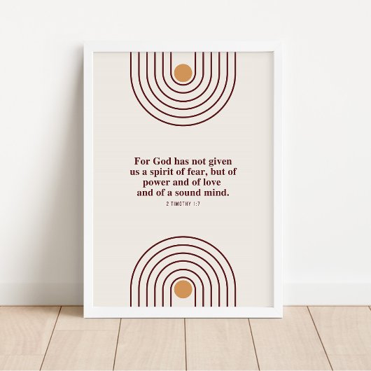 2 Timoteüs 1:7 God heeft geen geest van angst gege Poster
