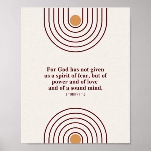 2 Timoteüs 1:7 God heeft geen geest van angst gege Poster (Voorkant)