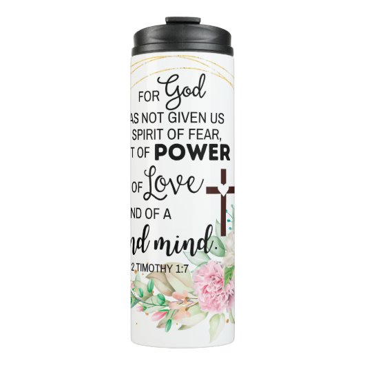 2 Timoteüs 1:7 God heeft geen geest van angst gege Thermosbeker (Voorkant)
