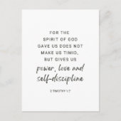 2 Timoteüs 1:7 Kracht, Liefde en Zelfdiscipline Briefkaart (Voorkant)