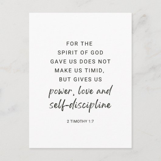 2 Timoteüs 1:7 Kracht, Liefde en Zelfdiscipline Briefkaart (Voorkant)