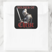 2 Timoteüs 2:3 Christelijke bijbel Vierkante Sticker (Tas)