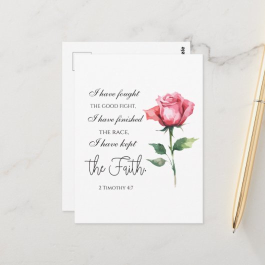 2 Timotheüs 4:7 Ik heb de goede strijd gestreden Briefkaart (Voorkant / Achterkant in situ)