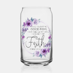 2 Timotheüs 4:7 Ik heb het geloof Paarse Bloem geh Blikvorm Glas