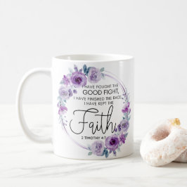 2 Timotheüs 4:7 Ik heb het geloof Paarse Bloem geh Koffiemok