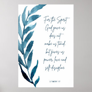 2 Timothy 1:7, Bijbelverse afdrukken, thuisdecor Poster