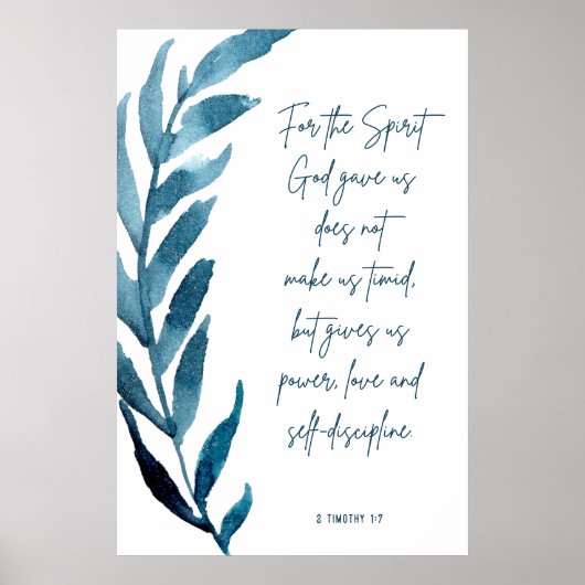 2 Timothy 1:7, Bijbelverse afdrukken, thuisdecor Poster (Voorkant)