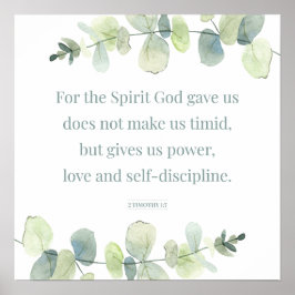 2 Timothy 1:7, Bijbelverse afdrukken, thuisdecor, Poster