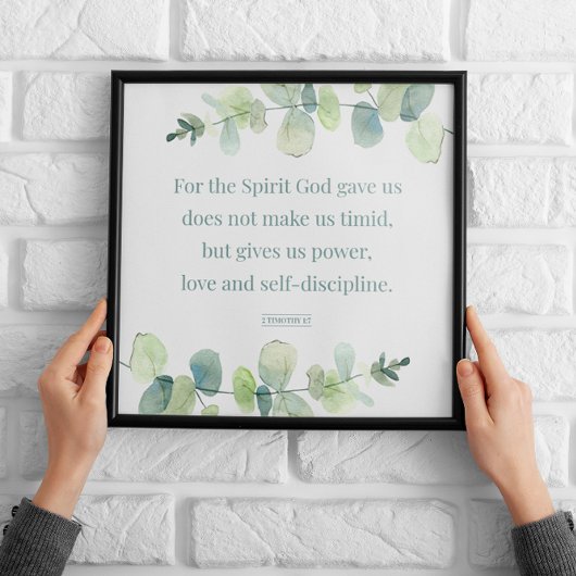 2 Timothy 1:7, Bijbelverse afdrukken, thuisdecor,  Poster