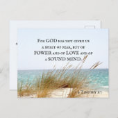 2 Timothy 1:7 God heeft geen geest van angst gegev Briefkaart (Voorkant / Achterkant)