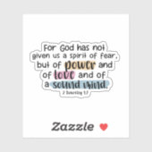 2 Timothy 1:7 Sticker (Vel)