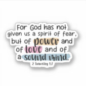 2 Timothy 1:7 Sticker (Voorkant)