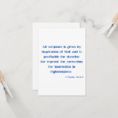 2 Timothy 3:16 Bijbel Verse-scriptflauwte Kaart (Voorkant / Achterkant in situ)