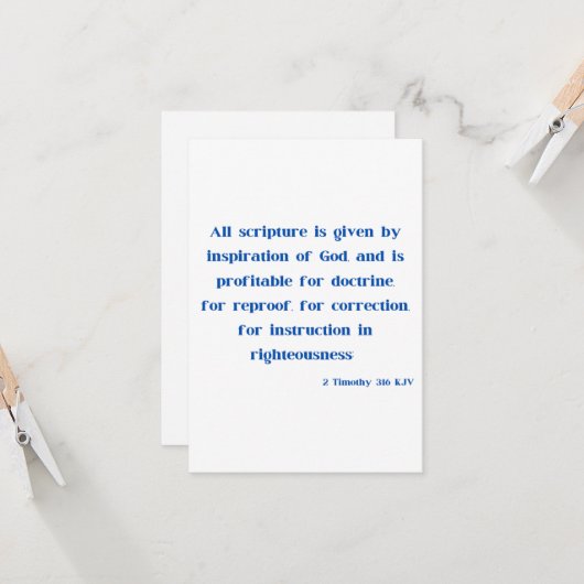 2 Timothy 3:16 Bijbel Verse-scriptflauwte Kaart (Voorkant / Achterkant in situ)