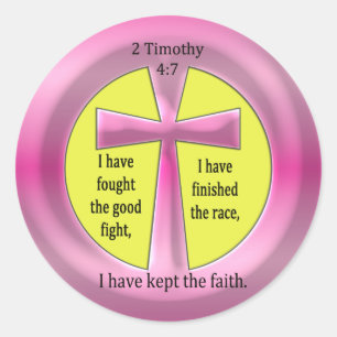 2 Timothy 4:7 Cross Ronde Sticker