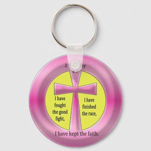 2 Timothy 4:7 Cross Sleutelhanger (Voorkant)