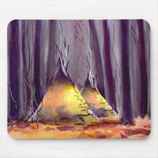 2 TIPI'S in het BOS door SHARON SHARPE Muismat (Voorkant)