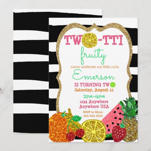 2-to-frutti 2e verjaardag Tutti Frutti Kaart (Voorkant / Achterkant)