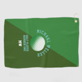 2-tone groene golfhanddoek met golfnaam (Horizontaal)