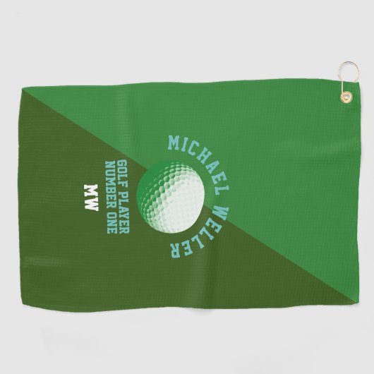 2-tone groene golfhanddoek met golfnaam (Horizontaal)