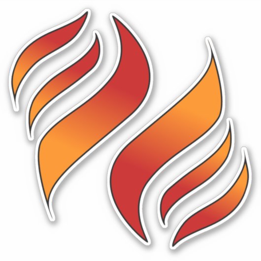 2 Tonggen van vuur of vlam (naar links gericht) Sticker (Voorkant)