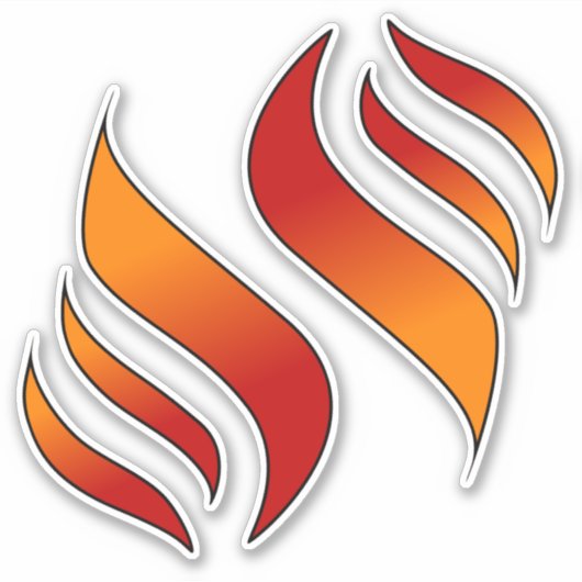 2 Tonggen van vuur of vlam (naar rechts gericht) Sticker (Voorkant)