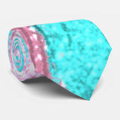 2-tonige kleur glitter roze en poederblauw cyaan stropdas (Opgerold)