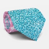 2-tonige kleur glitter roze en poederblauw cyaan stropdas (Opgerold)