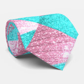 2-tonige kleur glitter roze en poederblauw cyaan stropdas (Opgerold)