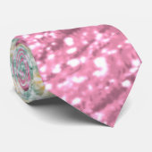 2-tonige kleur glitter roze en poederblauw cyaan stropdas (Opgerold)