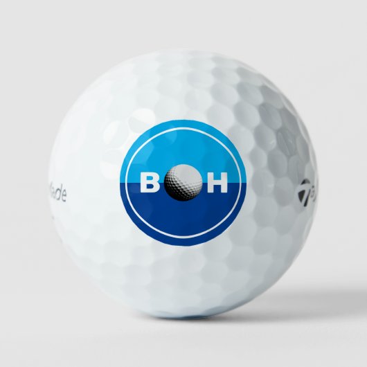 2-toon blauw monogram om Golfer te identificeren Golfballen (Voorkant)