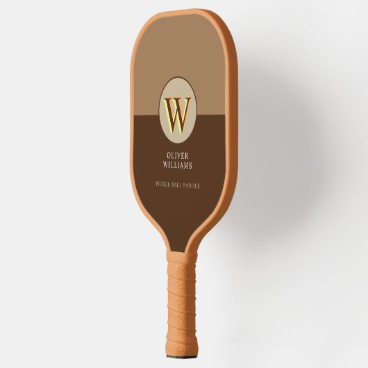 2-toon bruin Pickleball Paddle met naam (Links)