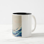 2 toon mok met de Japanse kunst van de stijlgolf (Voorkant rechts)