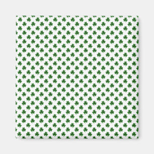 2-Toon Shamrock Green op White St.Patrick's Clover Magneet