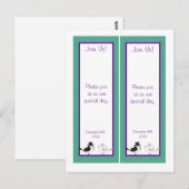 2 Tortelduifjes Blauwgroen/Paarse Bruiloft Bladwij Briefkaart (Voorkant / Achterkant)