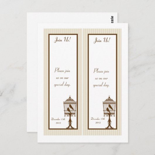 2 Tortelduifjes Tan/bruine Bladwijzer Briefkaart (Voorkant / Achterkant)