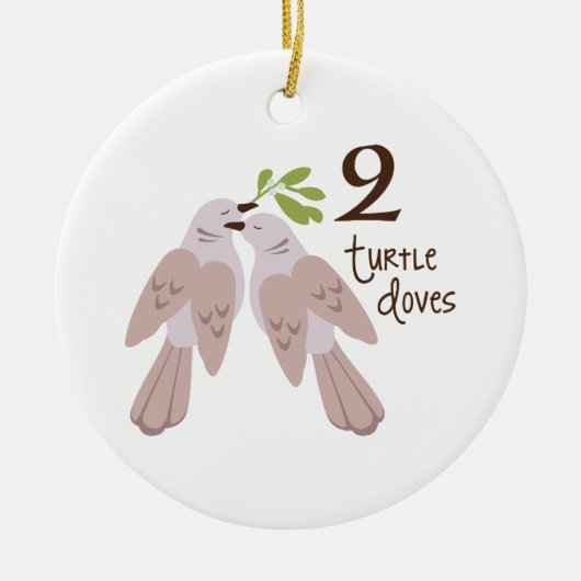 2 Turtle Dove Keramisch Ornament (Voorkant)