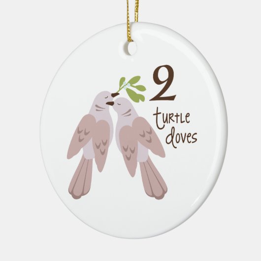 2 Turtle Dove Keramisch Ornament (Links)