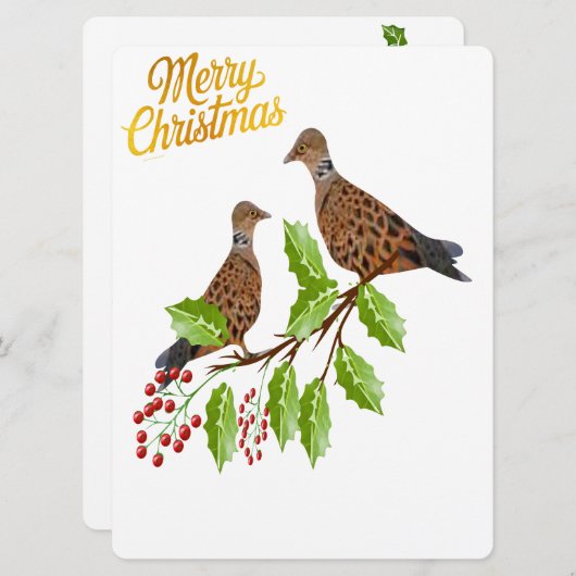 2 Turtle Doves Feestdagenkaart (Voorkant / Achterkant)