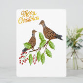 2 Turtle Doves Feestdagenkaart (Staand voorkant)