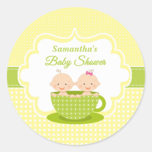 2 Twee erwten in een podtweeling unisex baby showe Ronde Sticker