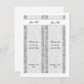 2 Tweekleurige Grijze Damask Save the Date Bladwij Aankondigingskaart (Voorkant / Achterkant)