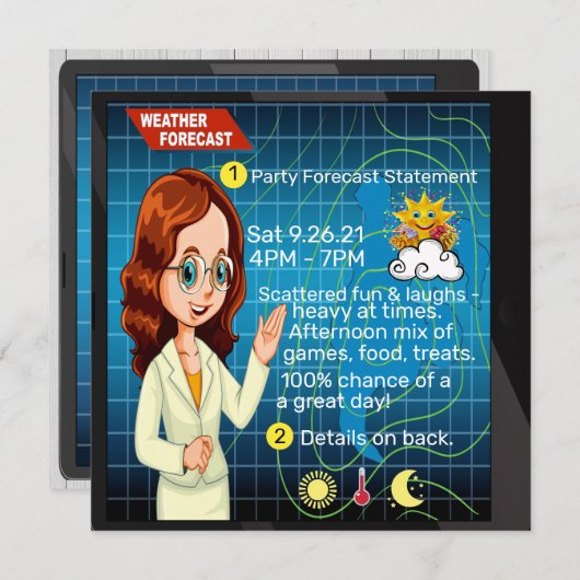 #2 Uitnodiging Feestje met lekker weer! (Voorkant / Achterkant)