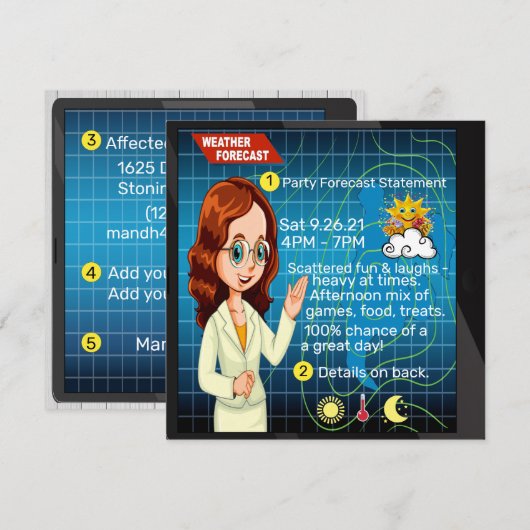 #2 Uitnodiging Feestje met lekker weer in het voor (Voorkant / Achterkant)