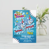 2 uitnodiging van Sharks Baby Birthday Party (Staand voorkant)